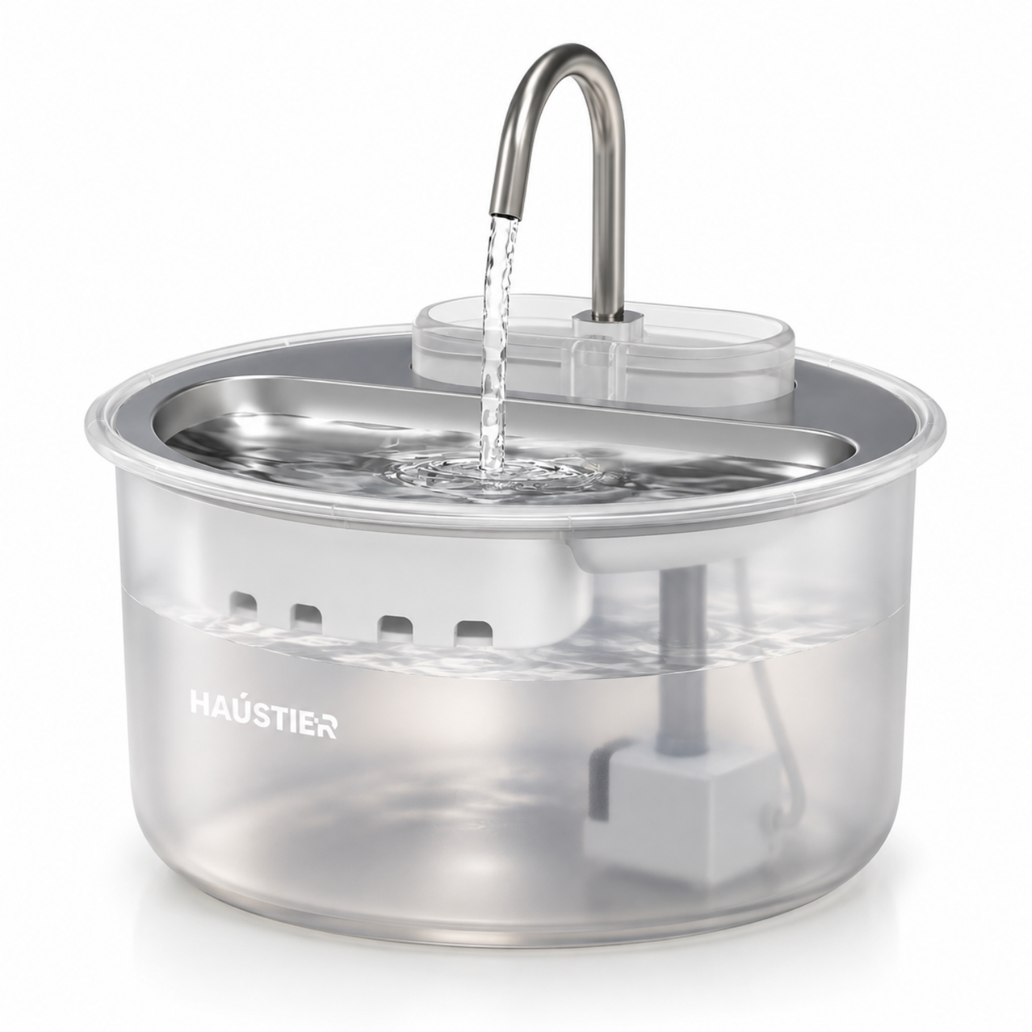 Haustier WF009LS-M Otomatik Kedi Su Çeşmesi,Kedi Su Sebili, Su Pınarı 3.5Lt Geniş Hazne, SUS304 Çelik, Ultra Sessiz, Çok Katmanlı Filtrasyon, Pencereli Metal Tasarım